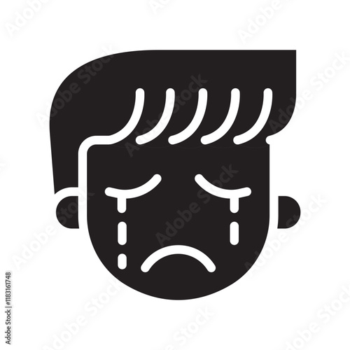 Sad icon in glyph style