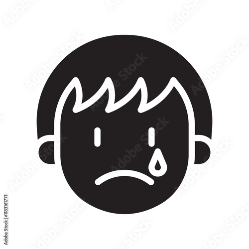 Sad icon in glyph style