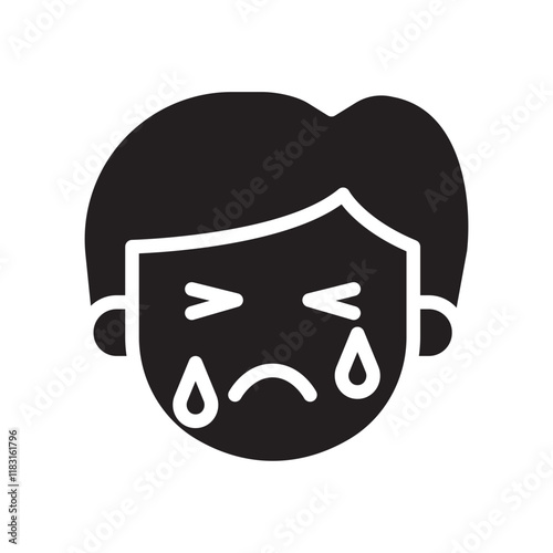Sad icon in glyph style