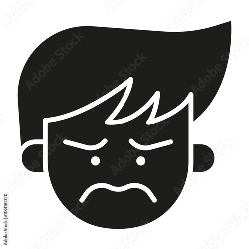 Serious face icon in glyph style