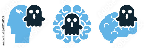 Schizophrenia and Perceptual Distortion Concept Symbolizing Hallucinations, Illusions, and Altered Reality Perception. Psychology Icons Vector for mental health awareness and personal development.