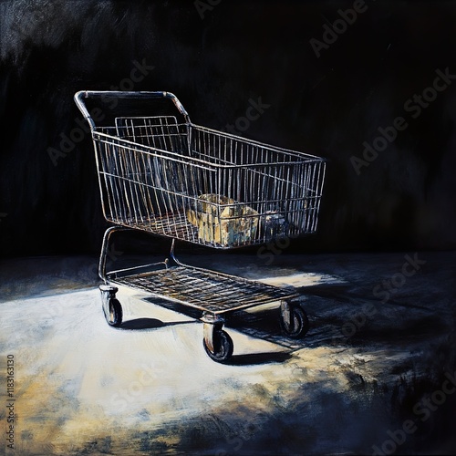 Wallpaper Mural Solitary Shopping Cart: A Study in Light and Shadow Torontodigital.ca