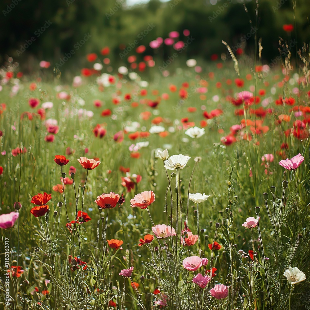 Blooming Meadow with Colorful Wildflowers Blooming Meadow with Colorful Wildflowers