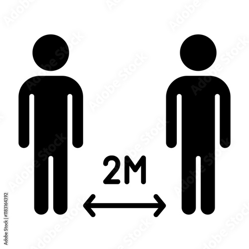 Social distancing icon in glyph style