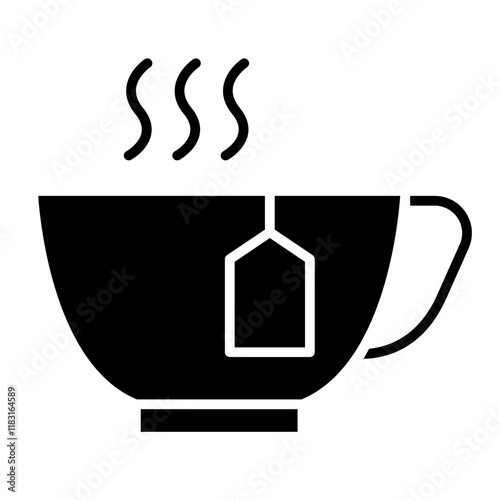 Hot tea icon in glyph style