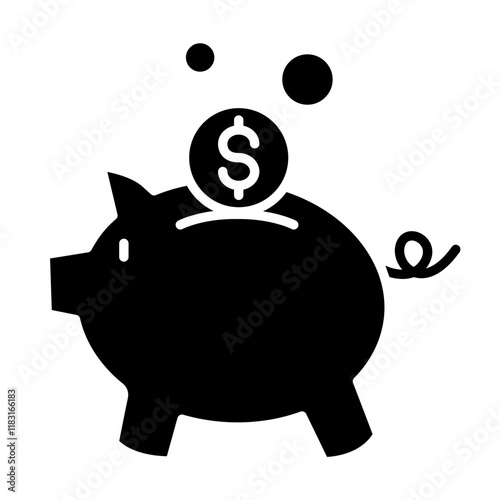 Piggy bank  icon in glyph style