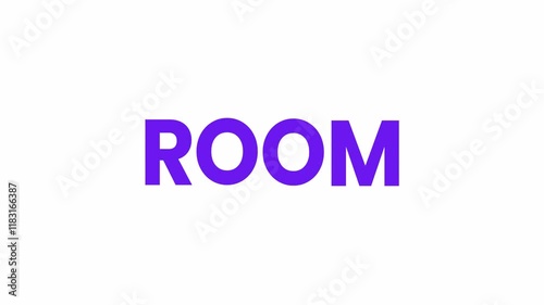 Room Text Animation. Alpha matte with transparent background 4K resolution.