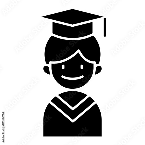 graduation man icon in glyph style