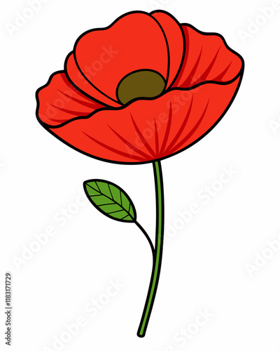 Poppy Flower Vector Illustration, Elegant Floral Design