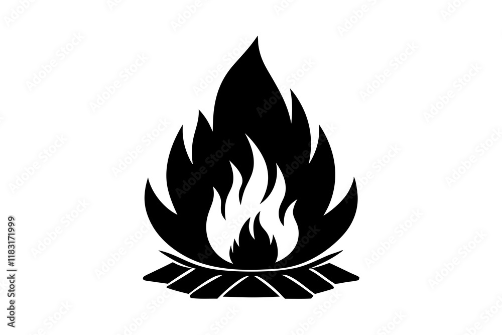 Campfire symbol bonfire vector icon. Campfire black vector illustration Campfire symbol bonfire vector icon. Campfire black vector illustration
