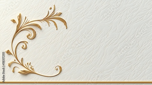 Elegant gold filigree design on textured off white background