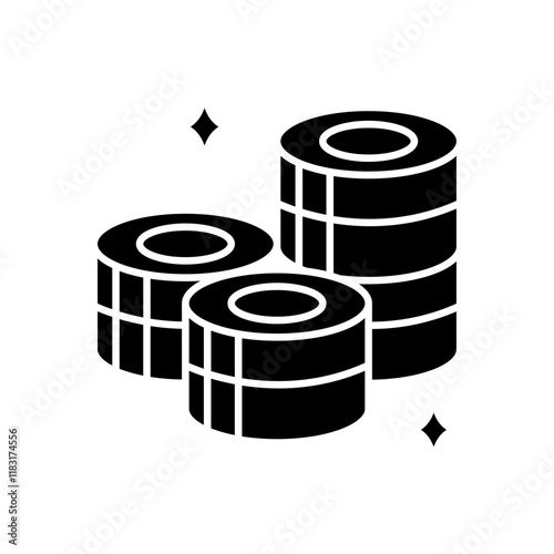 Stack of coins icon in glyph style