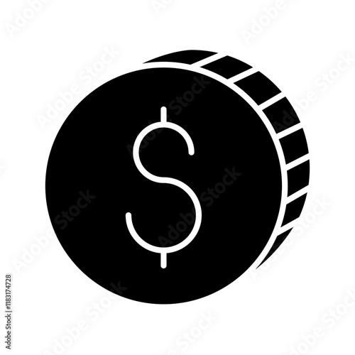 Coin icon in glyph style