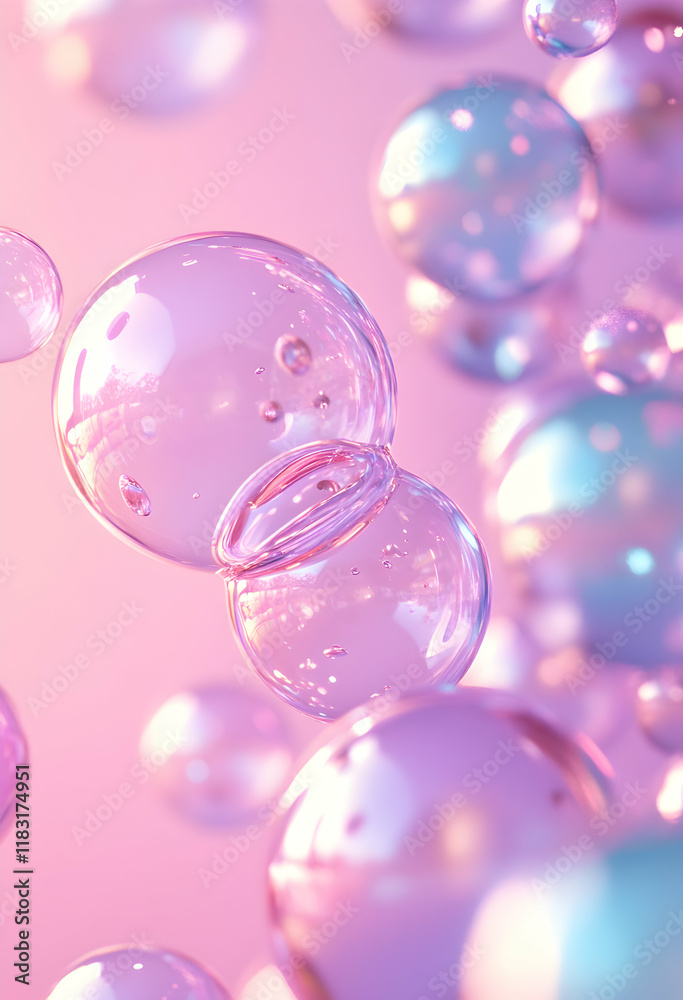 Pink Bubbles Abstract Background: Serene and Dreamy Spheres Pink Bubbles Abstract Background: Serene and Dreamy Spheres