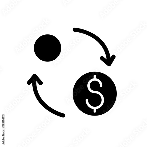 Coin exchange icon in glyph style
