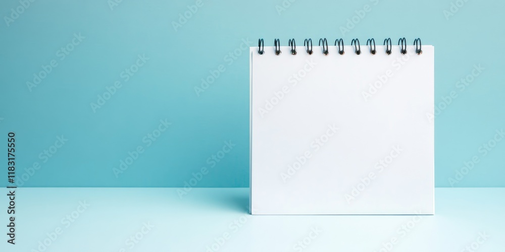 A white spiral bound notebook sits on a blue background A white spiral bound notebook sits on a blue background