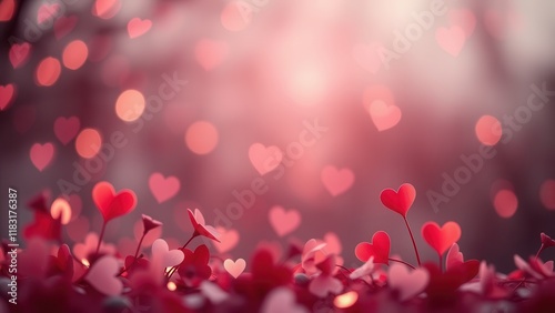 Romantic background with hearts.
