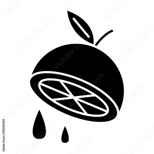 Half of orange icon in glyph style