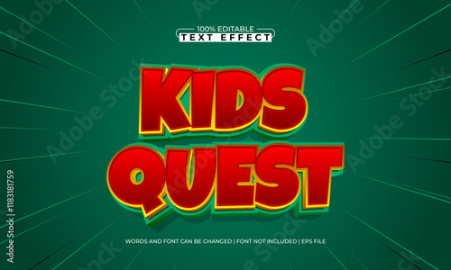 kids quest editable text effect with a kids and happy text style