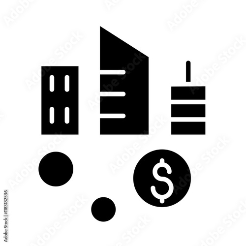 Real estate investment icon in glyph style