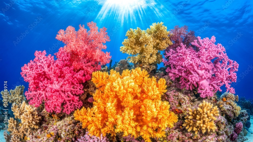 Naklejka premium Vibrant Coral Reef Ecosystem Underwater Paradise
