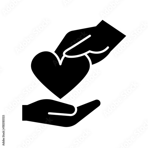 Giving heart icon in glyph style