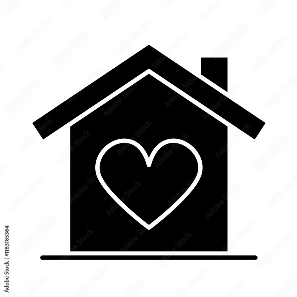 heart House icon in glyph style heart House icon in glyph style