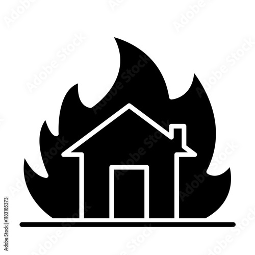 House burning icon in glyph style