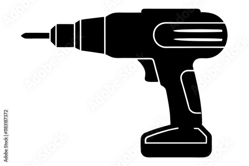 Drill icon, drill silhouette, Electric drill machine silhouette vector