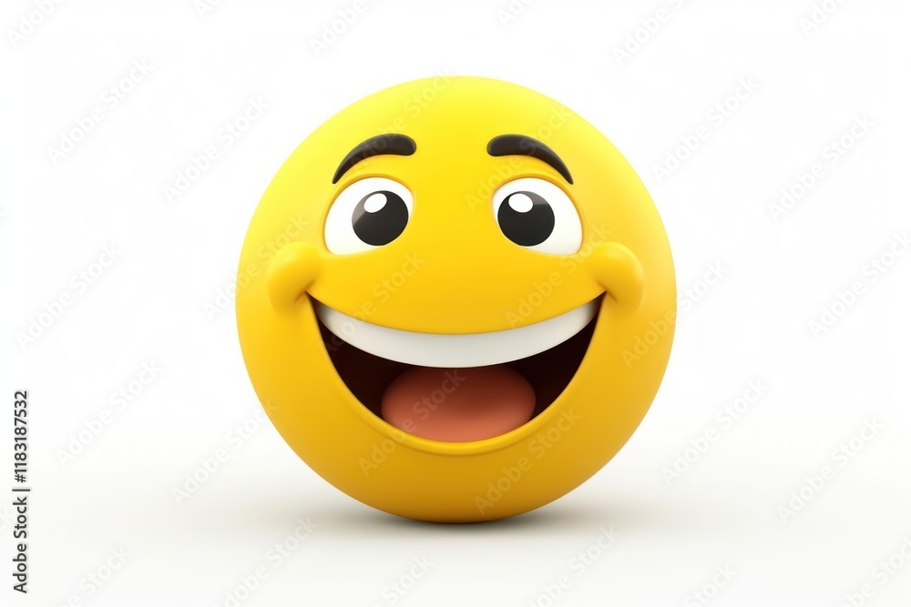 Fototapeta premium Emoticon cartoon face white background.