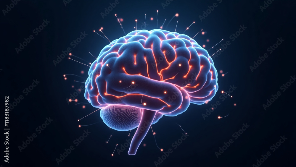 Fototapeta premium Digital Human Brain with Neural Connections