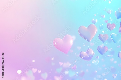 Gradient background with hearts pastel colors pastel colors.