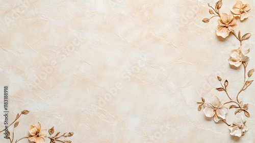 Elegant vintage paper texture with dried flowers, perfect for invitations
