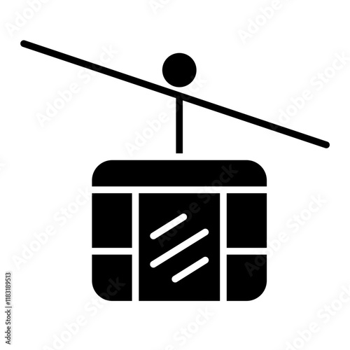 Cable car icon in glyph style