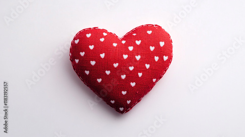 red heart shaped fabric patch on a white background