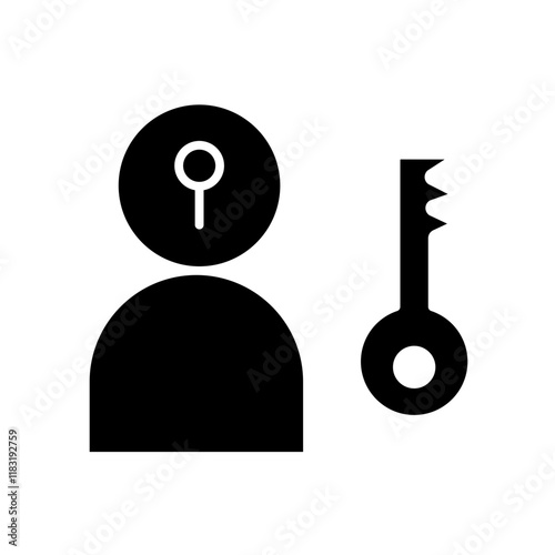 Person and key icon in glyph style