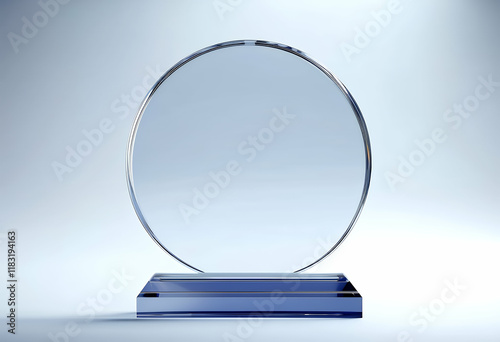 award template design prise olated crystal plaque first view rendering white 3d premium trophy place round blank acrylic glass plate prize glasses clear realistic celebration reward achievement cup