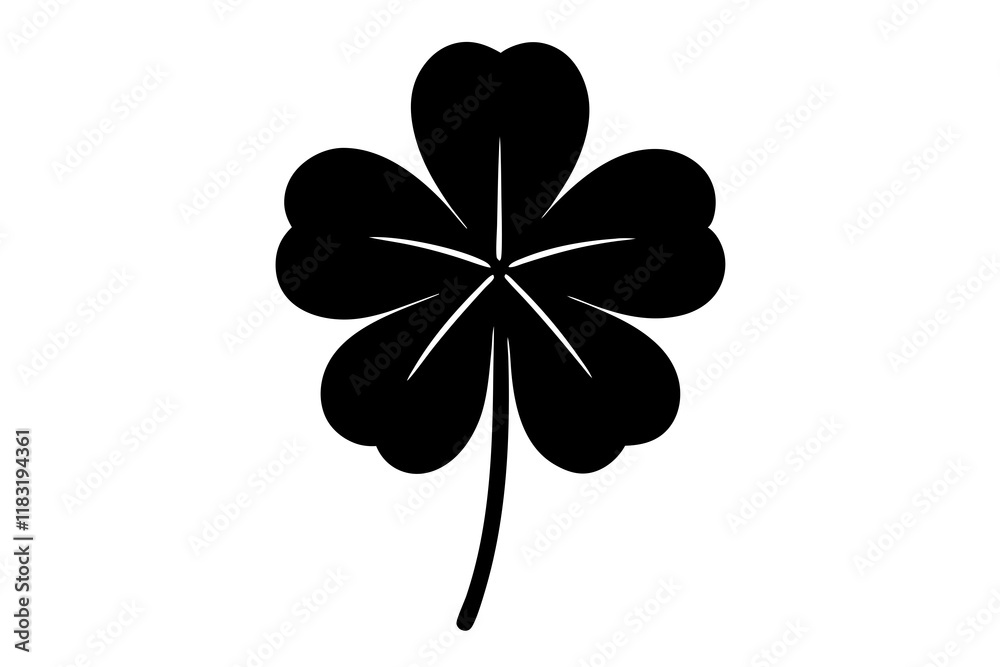 Four leaf clover icon. Black icon isolated on white background. Clover silhouette. Simple icon. Four leaf clover icon. Black icon isolated on white background. Clover silhouette. Simple icon.