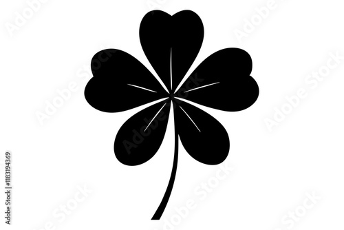 Four leaf clover icon. Black icon isolated on white background. Clover silhouette. Simple icon.