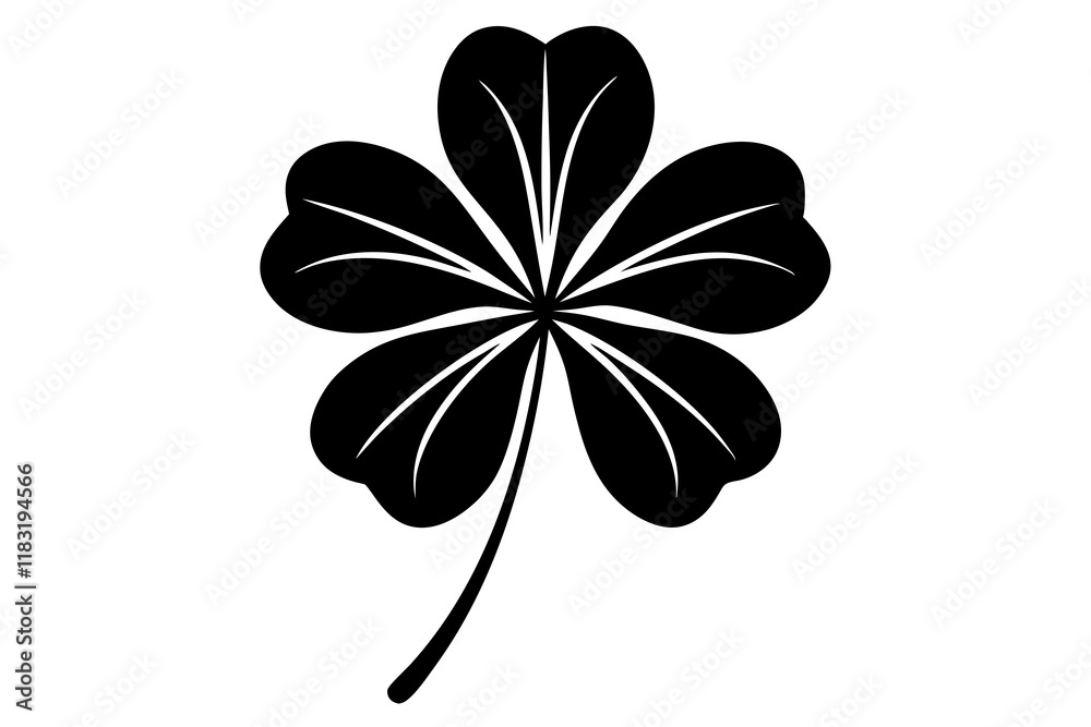 Four leaf clover icon. Black icon isolated on white background. Clover silhouette. Simple icon. Four leaf clover icon. Black icon isolated on white background. Clover silhouette. Simple icon.