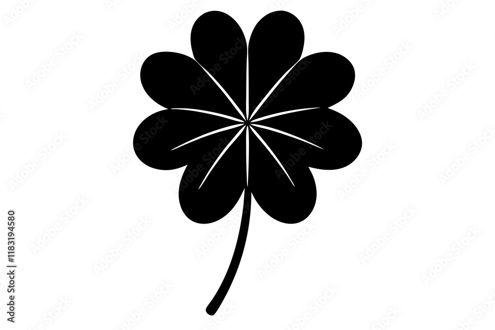 Four leaf clover icon. Black icon isolated on white background. Clover silhouette. Simple icon. Four leaf clover icon. Black icon isolated on white background. Clover silhouette. Simple icon.