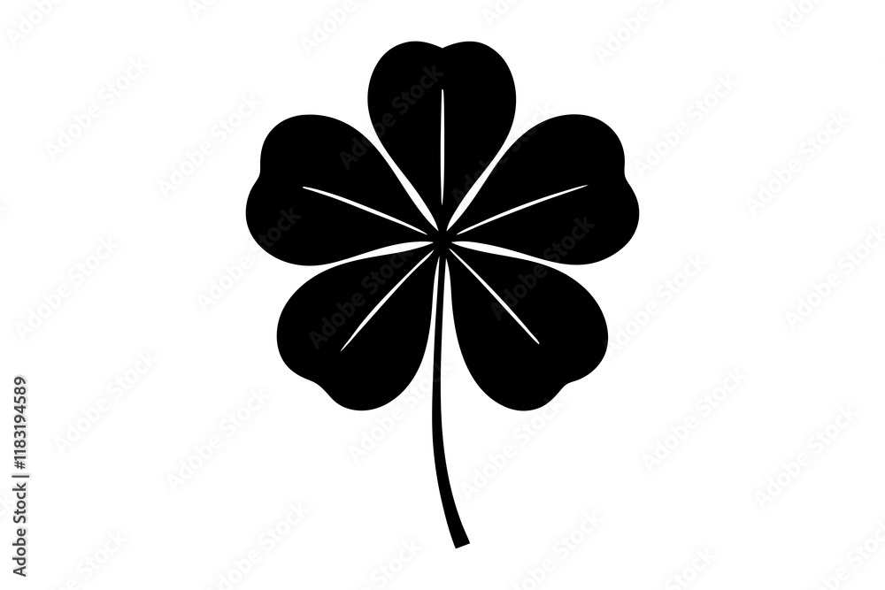 Four leaf clover icon. Black icon isolated on white background. Clover silhouette. Simple icon. Four leaf clover icon. Black icon isolated on white background. Clover silhouette. Simple icon.