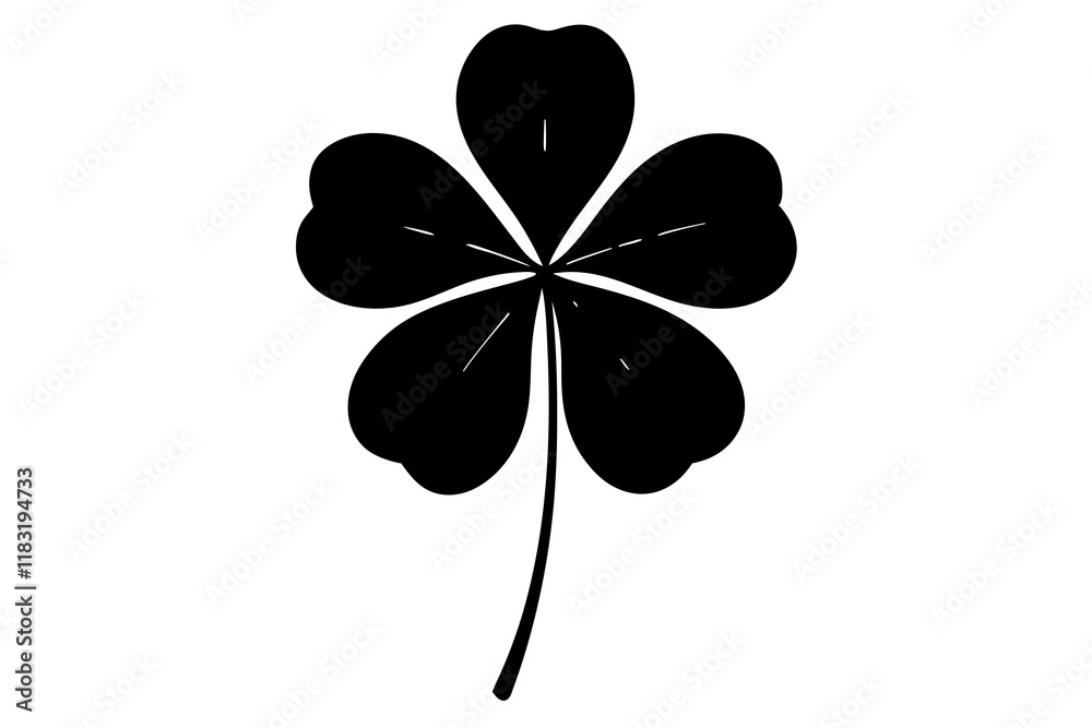 Four leaf clover icon. Black icon isolated on white background. Clover silhouette. Simple icon. Four leaf clover icon. Black icon isolated on white background. Clover silhouette. Simple icon.