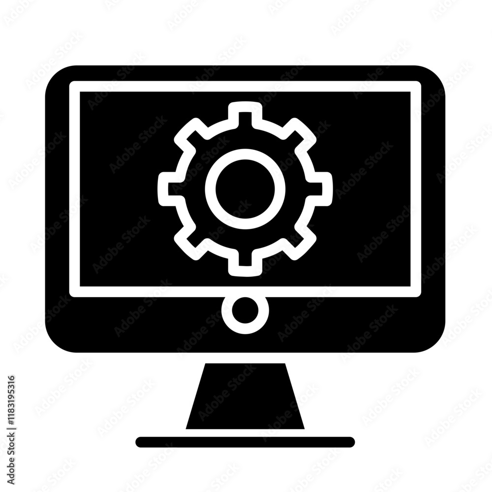 Computer setup icon in glyph style Computer setup icon in glyph style