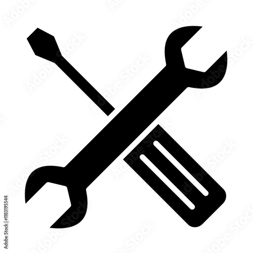 Maintenance tool icon in glyph style