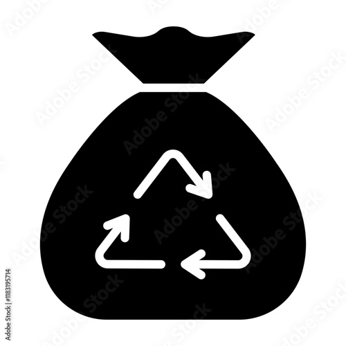 Garbage bag icon in glyph style