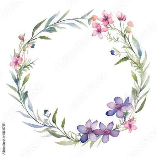 Wallpaper Mural Flowers leaf circle border pattern plant white background. Torontodigital.ca
