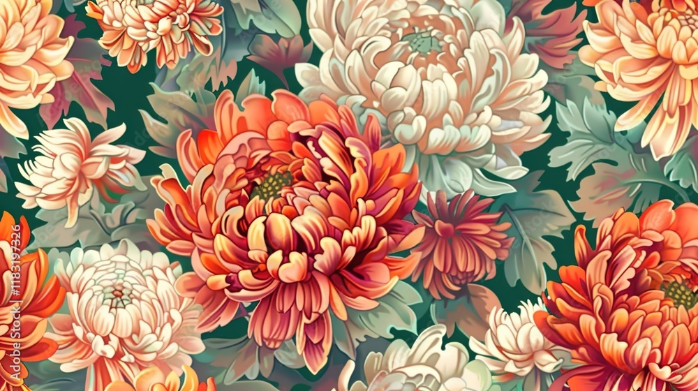Chrysanthemum seamless pattern wallpaper Chrysanthemum seamless pattern wallpaper