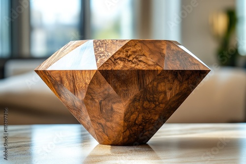 Diamond Shaped Wooden Decorative Bowl Home Decor photo