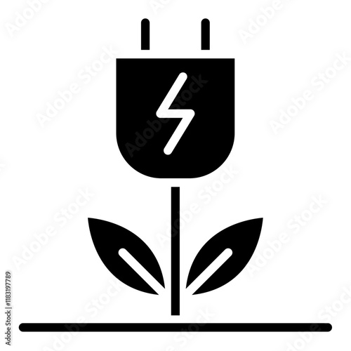 Electricity from plant icon in glyph style